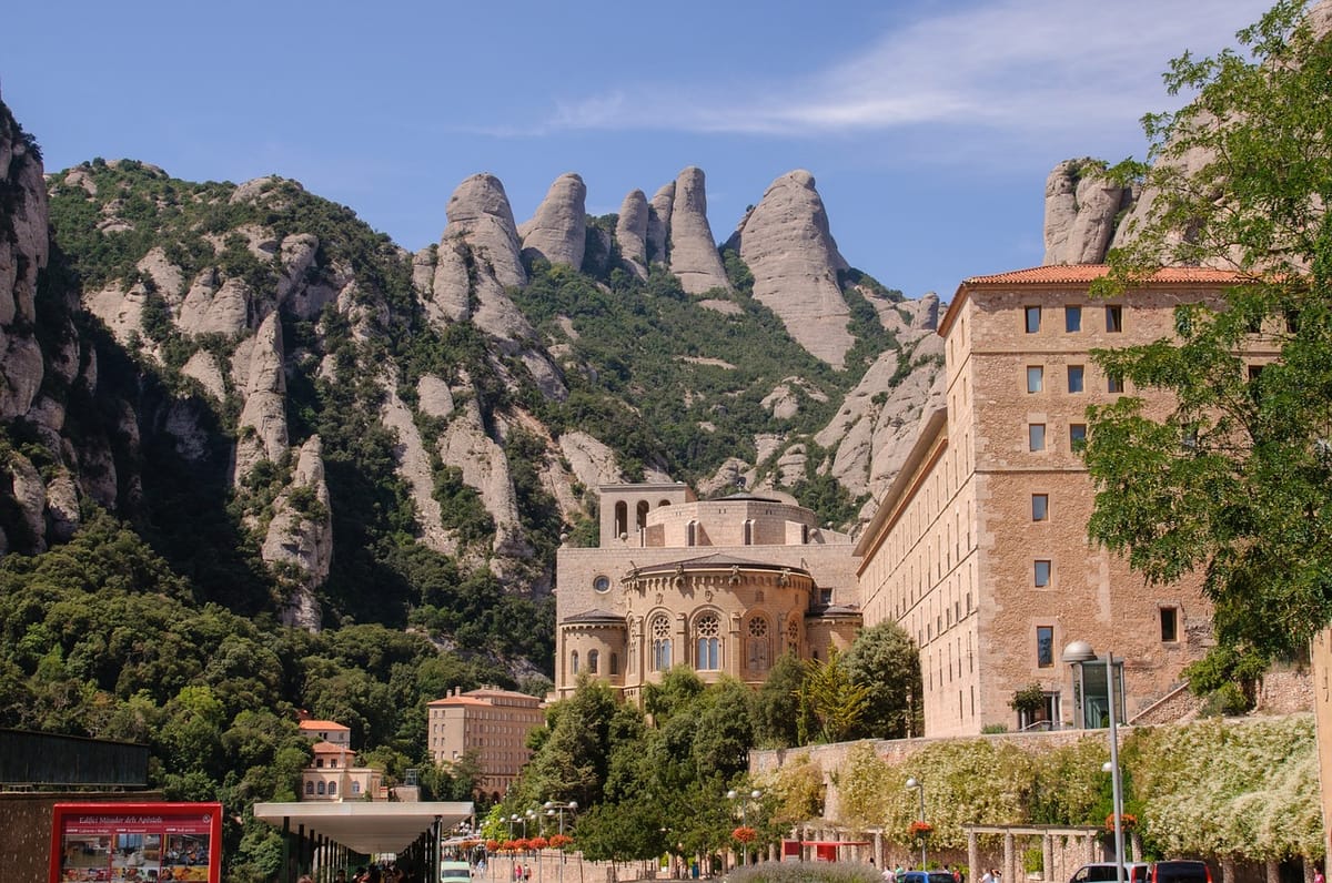 A-panorama-of-the-abbey-at-Montserrat-Catalonia-Spain